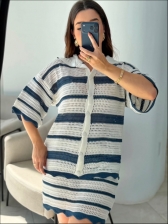 CONJUNTO ATENAS - Off white com azul marinho