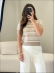 TSHIRT POLO LISTRAS - AREIA/OFF WHITE