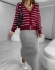 CASACO LISTRADO ROSANA - Vermelho cherry com off white