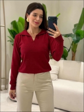 BLUSA ARY MANGA LONGA LISA - VERMELHO