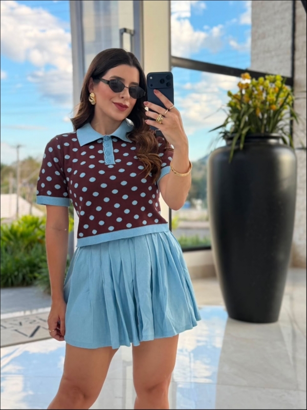 CROPPED BOTÕES POLO POÁ - VINHO/AZUL BEBE