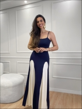 VESTIDO LOS ANGELES - AZUL MARINHO/OFF WHITE