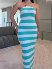VESTIDO LISTRADO ANNE - VERDE AGUA
