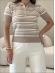 TSHIRT POLO LISTRAS - AREIA/OFF WHITE