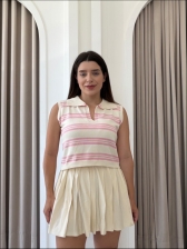 MAXI CROPPED BICOLOR RITA - Off white com rosa light