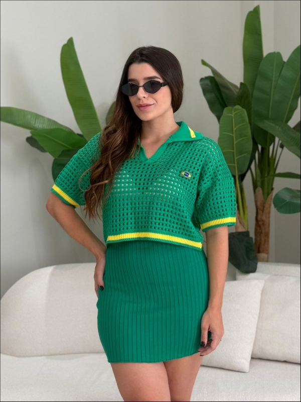 CROPPED GOLA POLO BANDEIRA - VERDE BANDEIRA