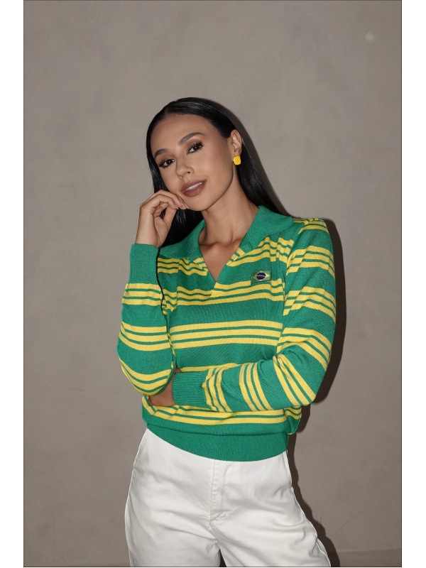 BLUSA MANGA LONGA BANDEIRA ALINE - VERDE BANDEIRA