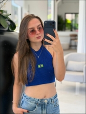 TOP APLIQUE BANDEIRA - AZUL BIC