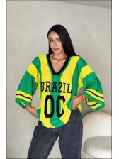 BLUSA LISTRADA BRAZIL 00 - VERDE/AMARELO/PRETO