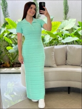 VESTIDO POLO RENDADO - VERDE AGUA