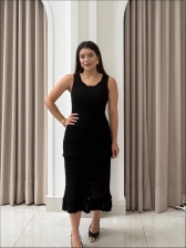VESTIDO CHARLENE - PRETO -  LONGUETE