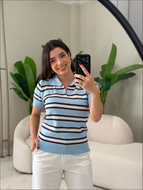 TSHIRT LISTRAS ARY - AZUL BEBÊ/BERINJELA/DUNAS