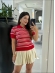 TSHIRT POLO LISTRAS - VERMELHO/OFF WHITE