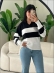 BLUSA POLO LISTRADA TELMA - PRETO