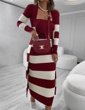 CONJUNTO LISTRADO BETINA - Vermelho