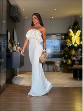 VESTIDO TOMARA QUE CAIA BABADO - OFF WHITE