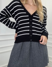 CASACO LISTRADO ROSANA - Preto com off White