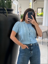 CROPPED POLO TRANÇAS - AZUL BEBE