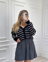 CASACO LISTRADO ROSANA - Preto com off White