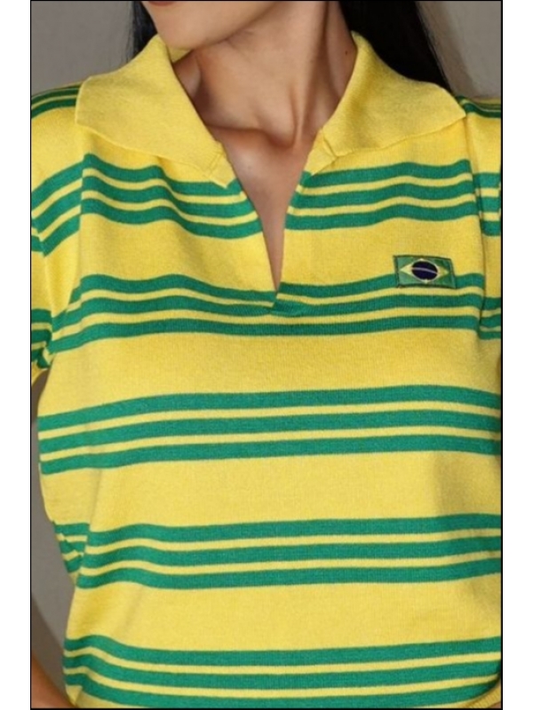 BLUSA MANGA LONGA BANDEIRA ALINE - AMARELO