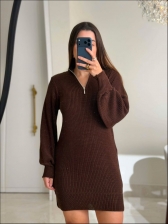 MAXI TRICOT ZIPER - MARROM