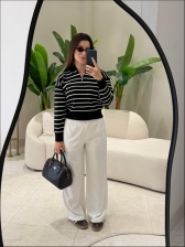 BLUSA LISTRADA KEITY - PRETO COM BRANCO