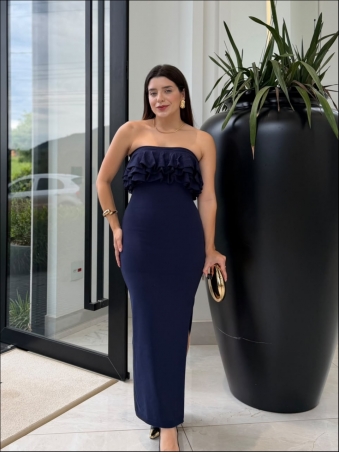 VESTIDO TOMARA QUE CAIA BABADO