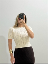 TSHIRT RENDADA  ISÍS - Off white