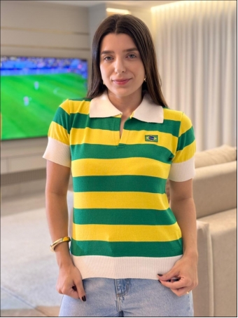 TSHIRT POLO LISTRADA 3 CORES BRASIL