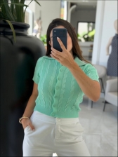 CROPPED POLO TRANÇAS - VERDE AGUA