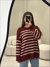 MAXI TRICOT LISTRAS CHLOE - MARSALA/OFF WHITE