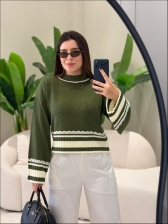 BLUSA BICOLOR MIRIANE - VERDE MILITAR