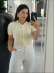 CROPPED POLO TRANÇAS - OFF WHITE