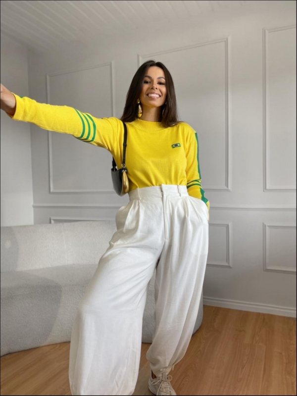 BLUSA FRIDDA BANDEIRA - AMARELO