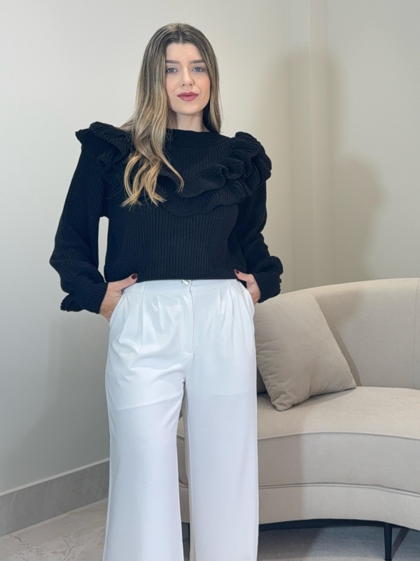 BLUSA BABADO GRÉCIA - Preto