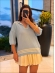 TSHIRT BERENICE - Azul bebê com off white