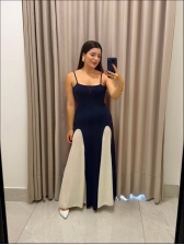 VESTIDO LOS ANGELES - AZUL MARINHO/OFF WHITE