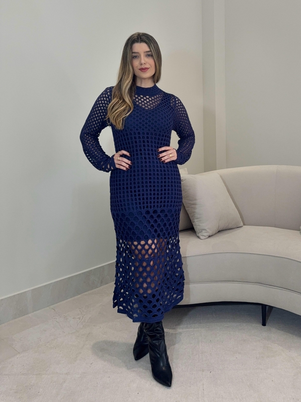 VESTIDO RENDADO THALIA - Azul