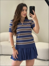 TSHIRT LISTRAS ARY - AZUL MARINHO/AREIA