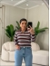 BLUSA MANGA LONGA LISTRADA ARY - BERINJELA/AZUL BEBE/ OFF WHITE