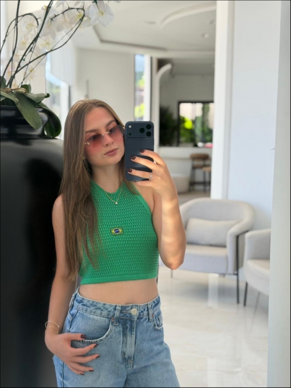 TOP APLIQUE BANDEIRA - VERDE BANDEIRA