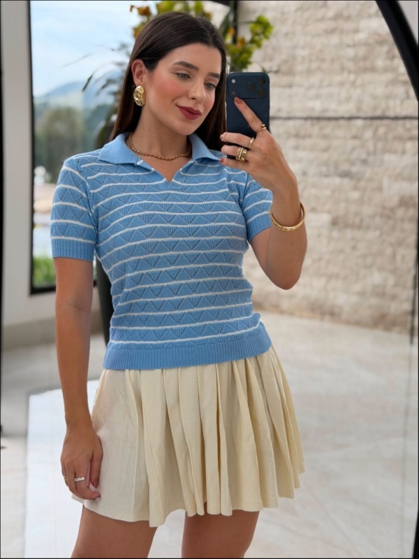 TSHIRT LISTRADA RAFAELA - AZUL BEBE