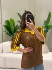TSHIRT RENDADA BRASIL - MARROM/AMARELO