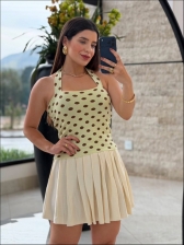 REGATA LUCY POÁ - AMARELO COM MARROM