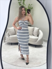 VESTIDO EMILY - AZUL BEBE COM AZUL ESCURO E OFF