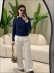 BLUSA BICOLOR VANESSA - AZUL MARINHO/OFF WHITE