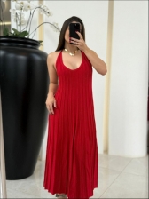VESTIDO PLISSADO MAYARA - VERMELHO