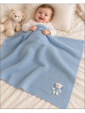 MANTA BEBÊ TRICOT URSO - AZUL BEBE