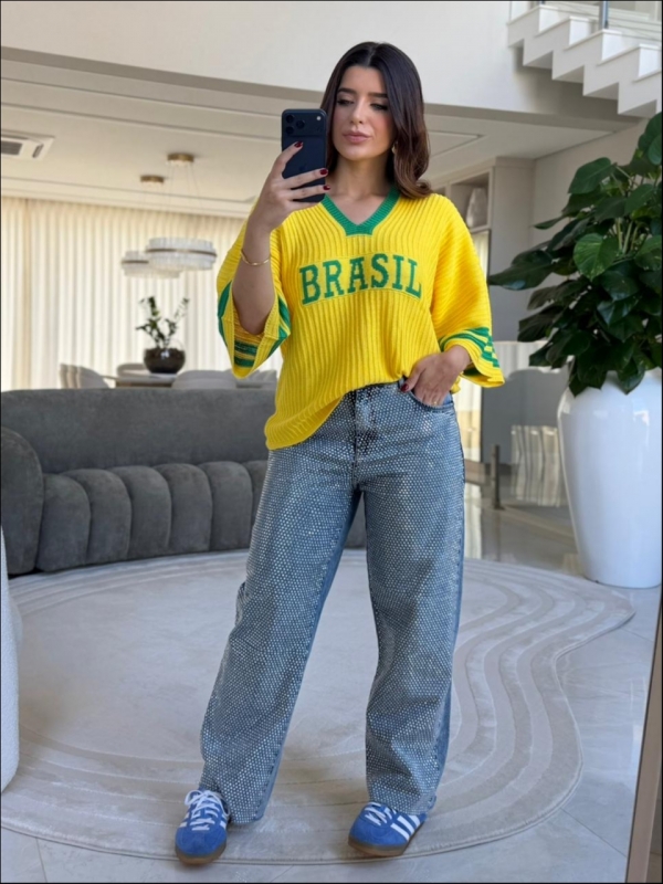 BLUSA AMPLA BRASIL LISA - AMARELO