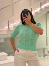 TSHIRT RENDADA  ISÍS - Verde água